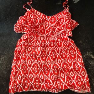 Orange/Red Layered Tribal Print Dress